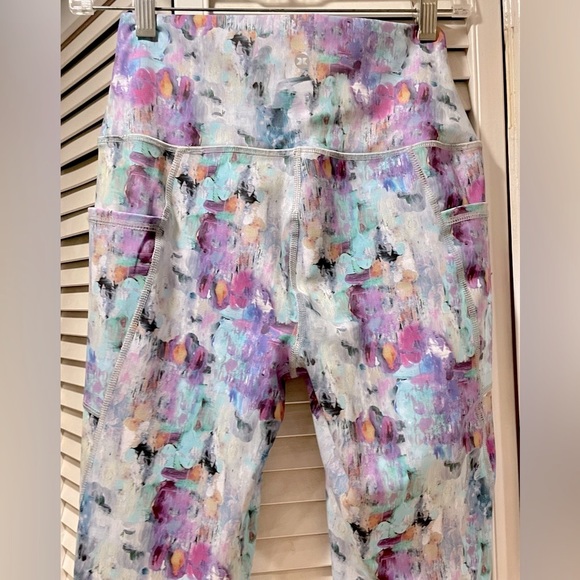RBX Brush Stroke Paint Splatter Print Watercolor Colorful Leggings Sz S P SP - Picture 2 of 16